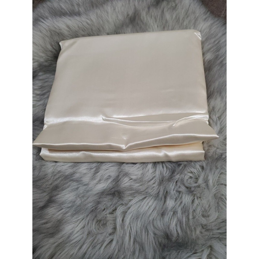 Classic Satin Queen Ivory Beige Flat Sheet ONLY 90"x 102"